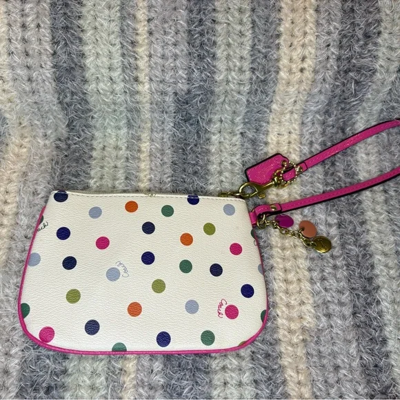 Coach Polka Dot Wristlet with Pink Trim - Picture 2 of 5